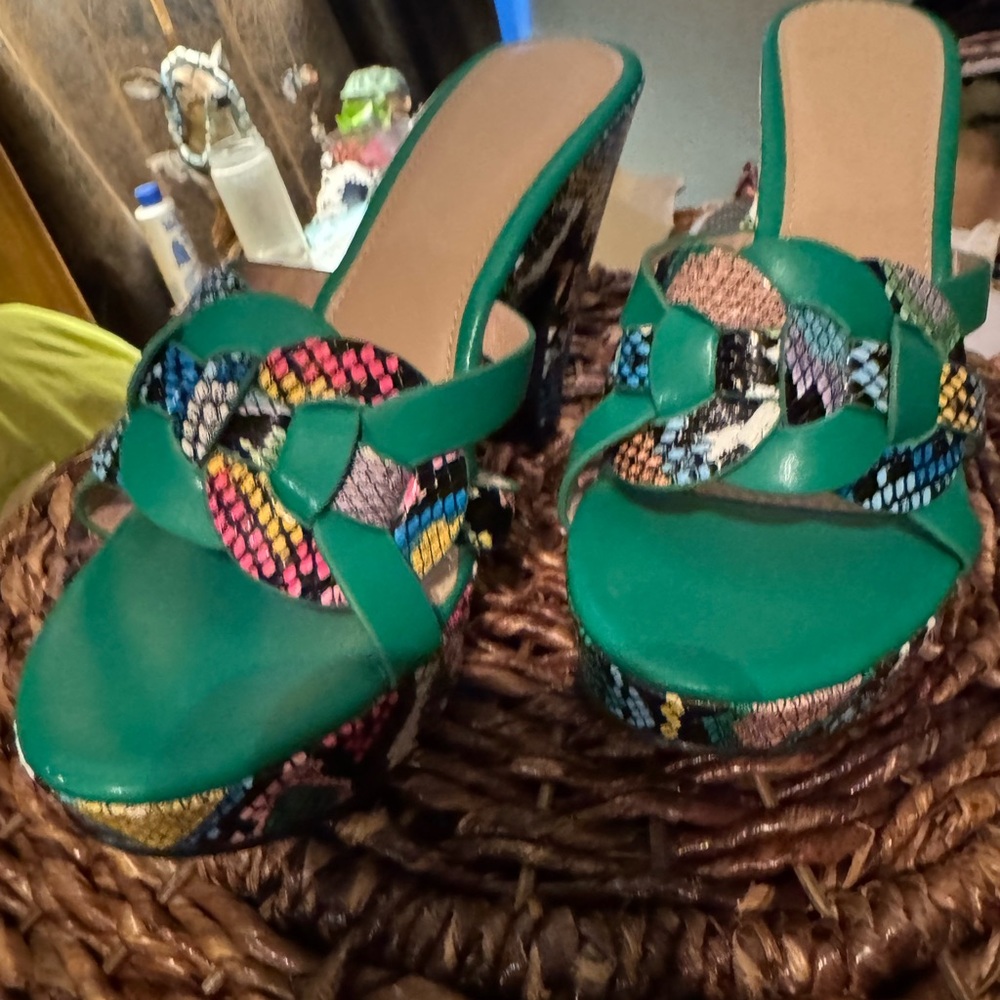 Green Multicolor Women's Shoes/heels